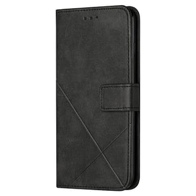 SKALO iPhone 15 Embossed Plånboksfodral i PU-Läder - Svart