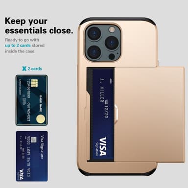 SKALO iPhone 14 Pro Max Armor Skal Korthållare - Guld