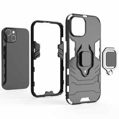 SKALO iPhone 15 Armor Hybrid Metallring skal - Svart