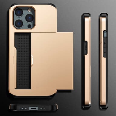 SKALO iPhone 14 Pro Max Armor Skal Korthållare - Guld