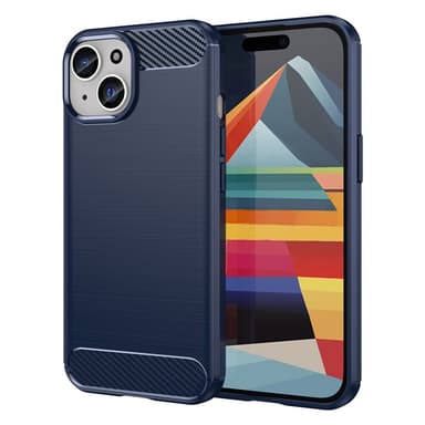 SKALO iPhone 15 Plus Armor Carbon Stöttåligt TPU-skal - Blå