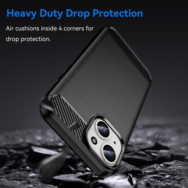 SKALO iPhone 15 Plus Armor Carbon Stöttåligt TPU-skal - Svart
