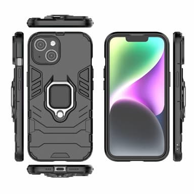 SKALO iPhone 15 Armor Hybrid Metallring skal - Svart