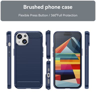 SKALO iPhone 15 Plus Armor Carbon Stöttåligt TPU-skal - Blå