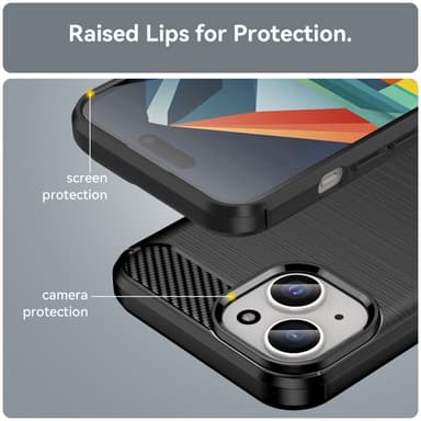 SKALO iPhone 15 Plus Armor Carbon Stöttåligt TPU-skal - Svart