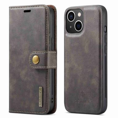 DG MING iPhone 14 2-i-1 Magnet Plånboksfodral - Grå