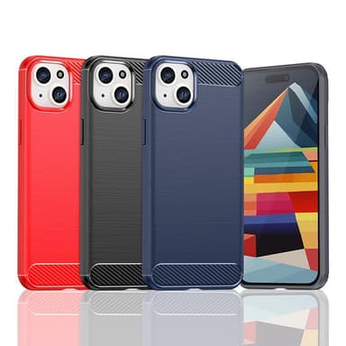 SKALO iPhone 15 Plus Armor Carbon Stöttåligt TPU-skal - Blå