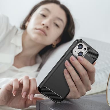 SKALO iPhone 15 Plus Armor Carbon Stöttåligt TPU-skal - Svart