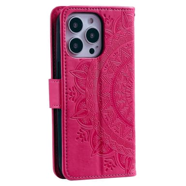 SKALO iPhone 15 Pro Mandala Plånboksfodral - Cerise
