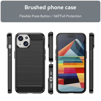 SKALO iPhone 15 Plus Armor Carbon Stöttåligt TPU-skal - Svart