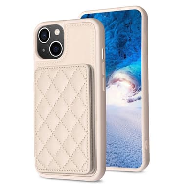 SKALO iPhone 15 Quiltat Skal med Plånbok - Beige