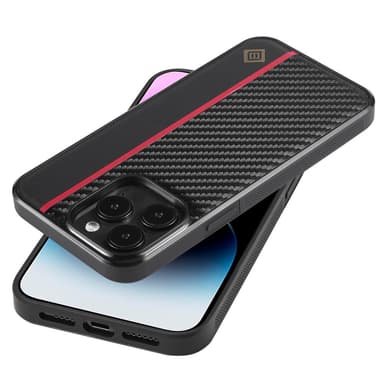 SKALO iPhone 15 Pro Max LC.IMEEKE Carbon Fiber PU-Läder Skal - Svart