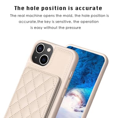 SKALO iPhone 15 Quiltat Skal med Plånbok - Beige