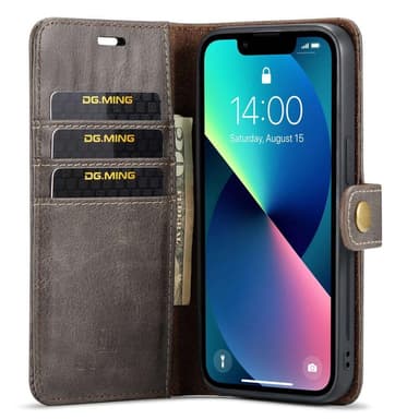 DG MING iPhone 14 2-i-1 Magnet Plånboksfodral - Grå
