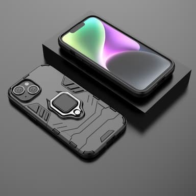 SKALO iPhone 15 Armor Hybrid Metallring skal - Svart