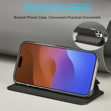 SKALO iPhone 15 Pro LC.IMEEKE Plånboksfodral i PU-Läder - Svart