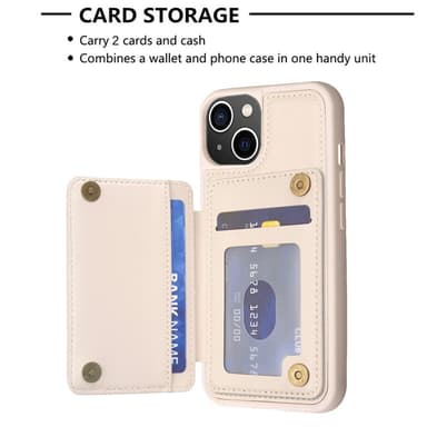 SKALO iPhone 15 Quiltat Skal med Plånbok - Beige