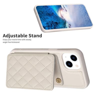 SKALO iPhone 15 Quiltat Skal med Plånbok - Beige