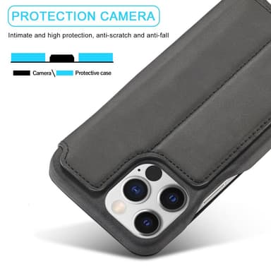SKALO iPhone 15 Pro LC.IMEEKE Plånboksfodral i PU-Läder - Svart