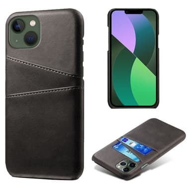 SKALO iPhone 14 PU-Läder Korthållare Skal - Svart