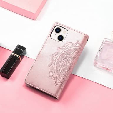 SKALO iPhone 14 Mandala Plånboksfodral - Roséguld