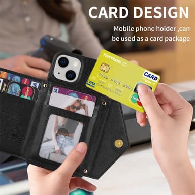 SKALO iPhone 15 PU Läder Skal med Plånbok - Svart