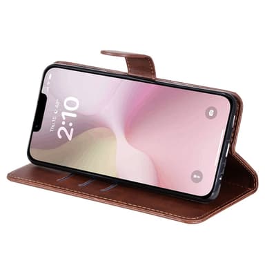 SKALO iPhone 16e Klassisk Dragkedja Plånboksfodral - Brun