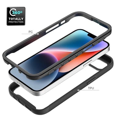 SKALO iPhone 16e Shockproof Clear Hybrid Skal - Svart