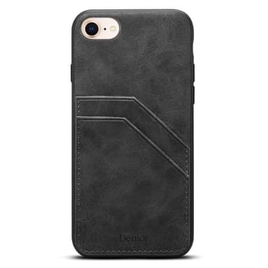 SKALO iPhone 16e PU-Läder Dubbel Kortfack Skal - Svart