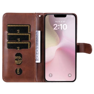 SKALO iPhone 16e Klassisk Dragkedja Plånboksfodral - Brun