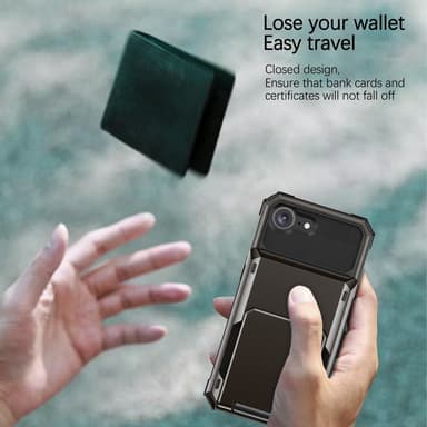 SKALO iPhone 16e Armor Flip Korthållare Skal - Svart