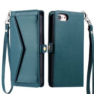 SKALO iPhone 16e PU-Läder Envelope Plånboksfodral - Grön