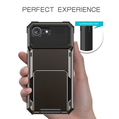 SKALO iPhone 16e Armor Flip Korthållare Skal - Svart