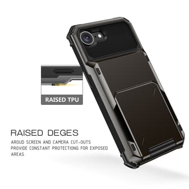 SKALO iPhone 16e Armor Flip Korthållare Skal - Svart