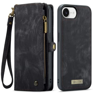 CaseMe iPhone 16e 008 BIg Wallet 2in1 Magnet Plånboksfodral - Svart