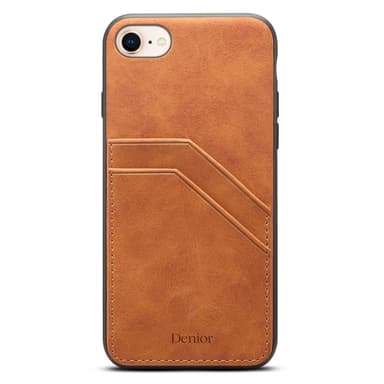 SKALO iPhone 16e PU-Läder Dubbel Kortfack Skal - Brun