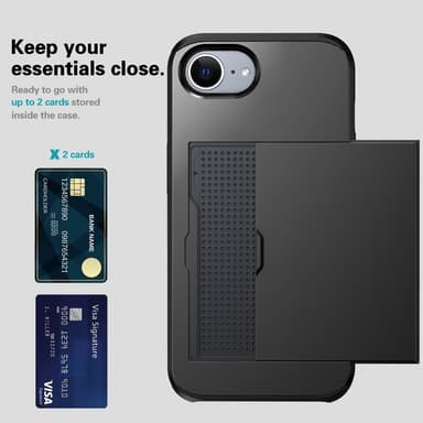 SKALO iPhone 16e Armor Korthållare Skal - Svart