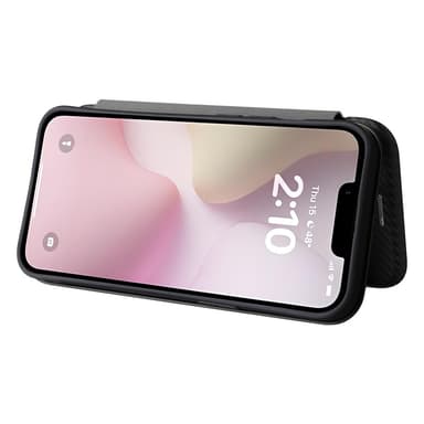 SKALO iPhone 16e Carbon Fiber Plånboksfodral - Svart