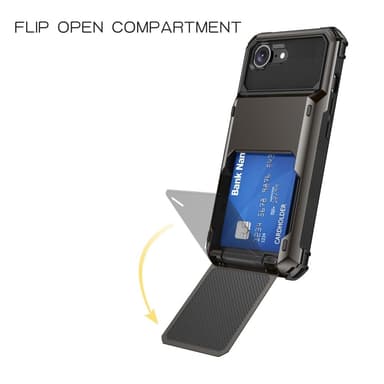 SKALO iPhone 16e Armor Flip Korthållare Skal - Svart