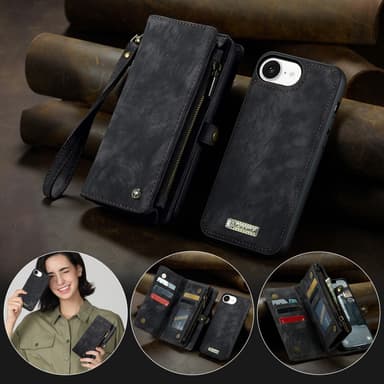 CaseMe iPhone 16e 008 BIg Wallet 2in1 Magnet Plånboksfodral - Svart
