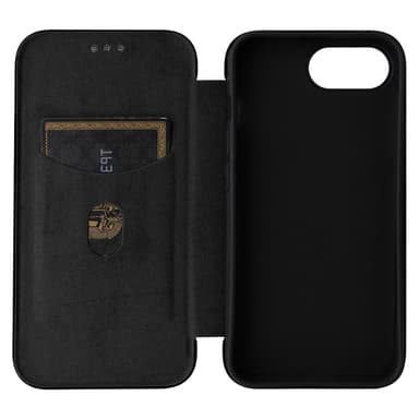 SKALO iPhone 16e Carbon Fiber Plånboksfodral - Svart