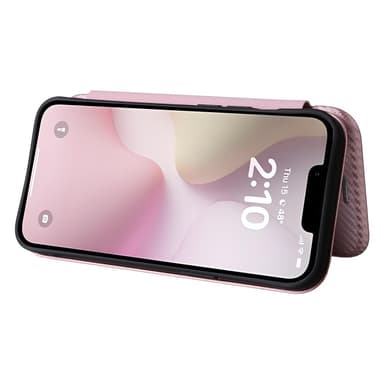 SKALO iPhone 16e Carbon Fiber Plånboksfodral - Roséguld