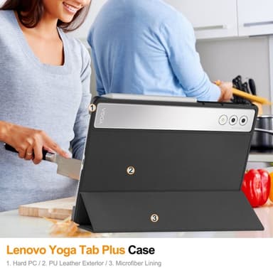 SKALO Lenovo Yoga Tab Plus Trifold Fodral - Svart