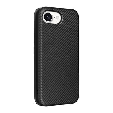 SKALO iPhone 16e Carbon Fiber Plånboksfodral - Svart