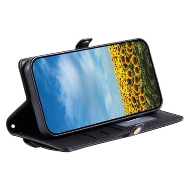 SKALO iPhone 16e PU-Läder Envelope Plånboksfodral - Svart