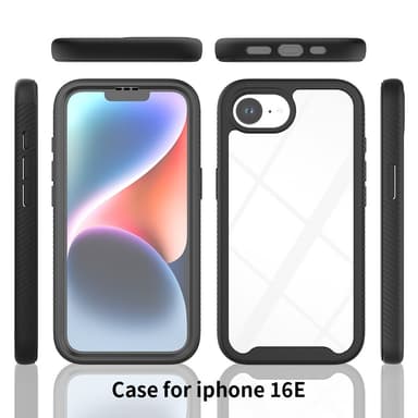 SKALO iPhone 16e Shockproof Clear Hybrid+Skärmskydd Skal - Svart