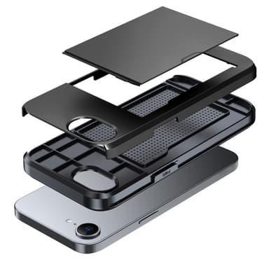 SKALO iPhone 16e Armor Korthållare Skal - Svart