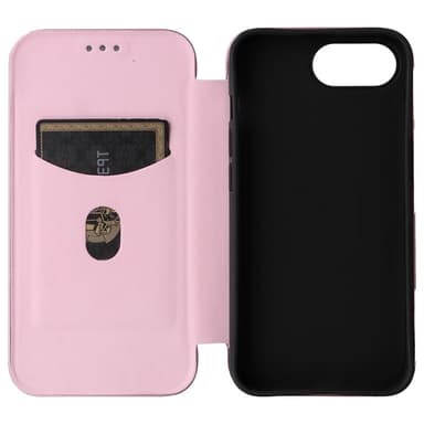 SKALO iPhone 16e Carbon Fiber Plånboksfodral - Roséguld