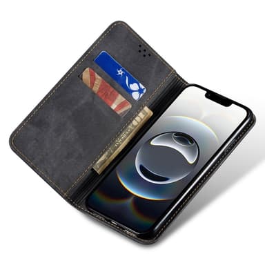 SKALO iPhone 16e Jeans Plånboksfodral - Svart