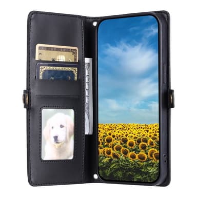 SKALO iPhone 16e PU-Läder Envelope Plånboksfodral - Svart